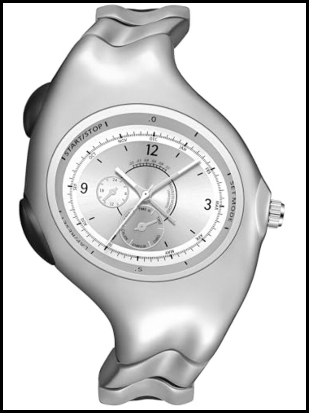 MASTOP Futuristic Stainless Steel Quartz Wrist Watch 60mm Unisex Analog